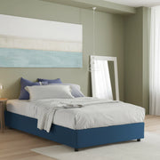 Letto matrimoniale Arto, Letto contenitore con rivestimento in tessuto, Made in Italy, Apertura frontale, con materasso cm 140x190 incluso, Blu