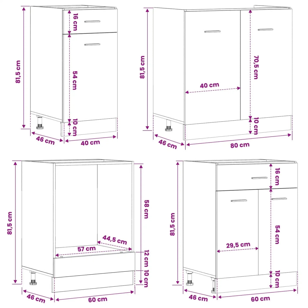Unità Cucina Lyon 8 pcs Rovere Nero Legno multistrato 3445860