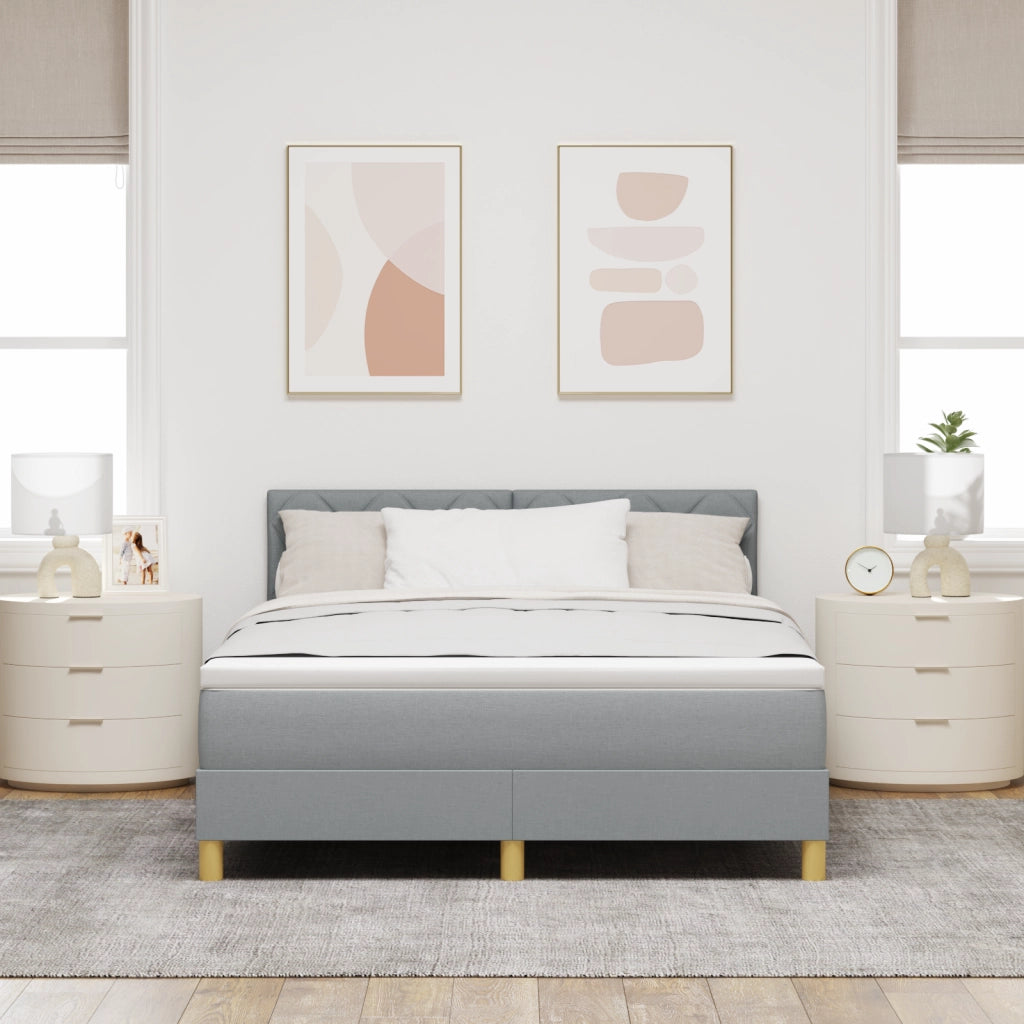 vitaXL Letto rete a molle con Materasso Grigio Chiaro 160x200 cm Tessuto