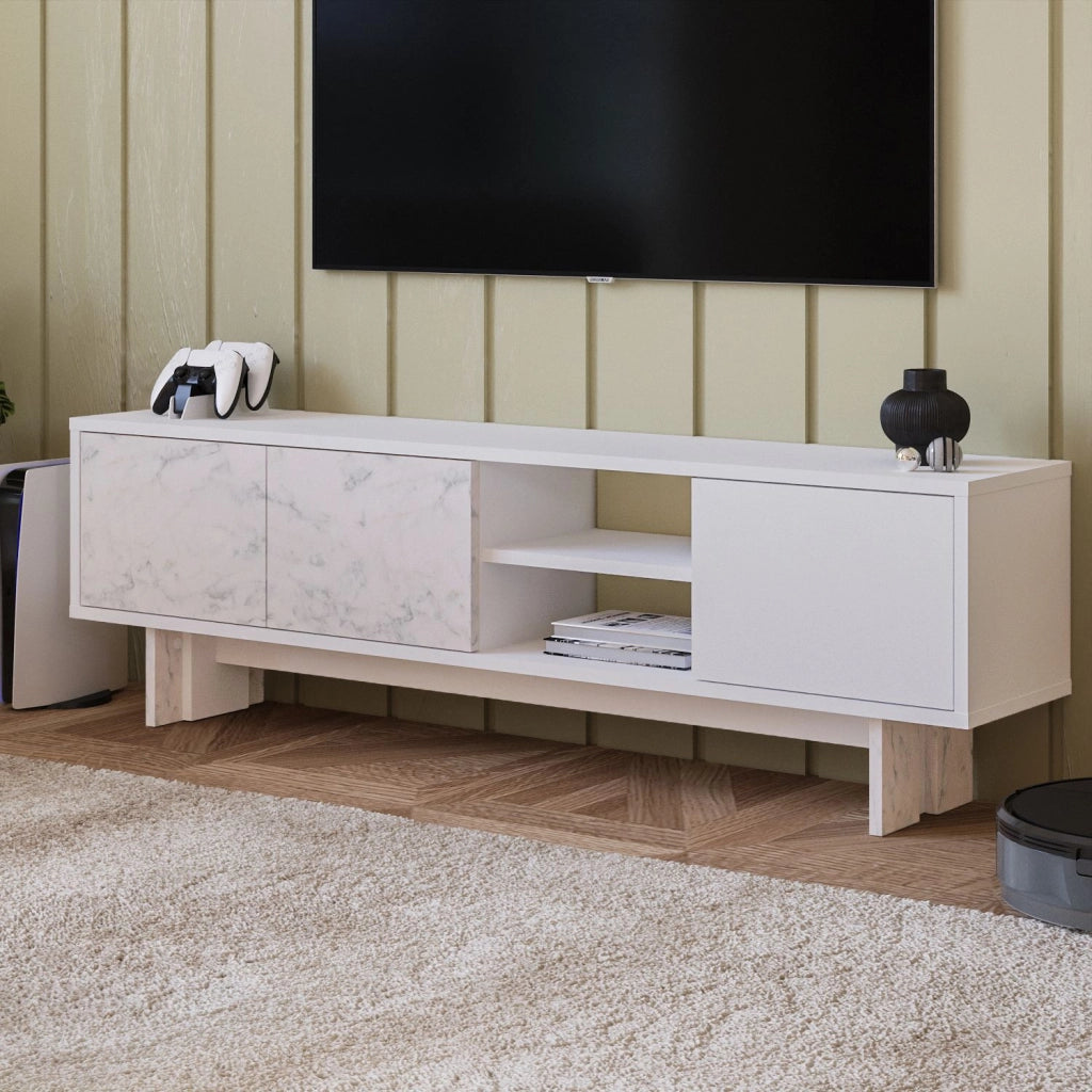 Porta TV in legno "Ravello" - 150 x 30 x 45 cm - Bianco