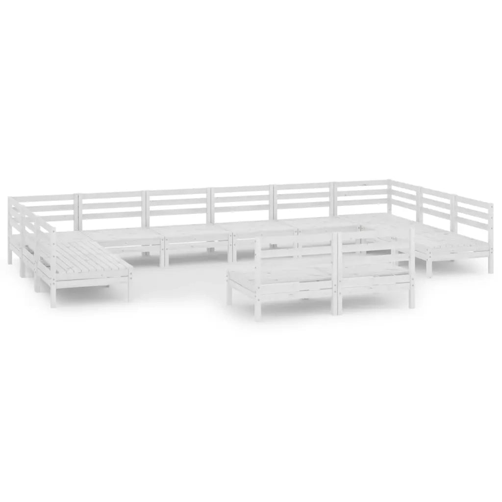 Set Salotto da Giardino 12 pz Bianco in Legno Massello di Pino 3083455