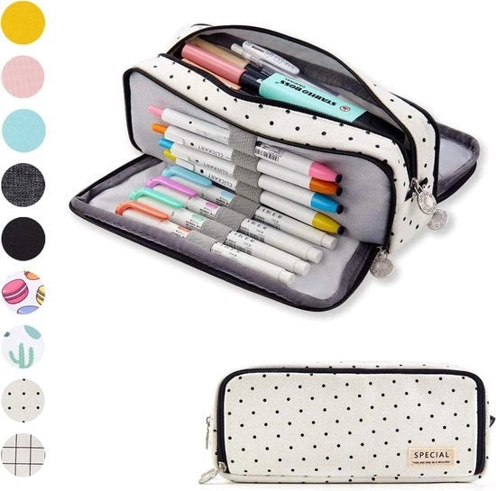 Etui per pennarelli con 3 cassette grande per ragazze e ragazzi Puntini piccoli per ragazze e adolescenti etui per pennarelli per bambini studenti adulti scuola ufficio trucco regalo cartellino visita
