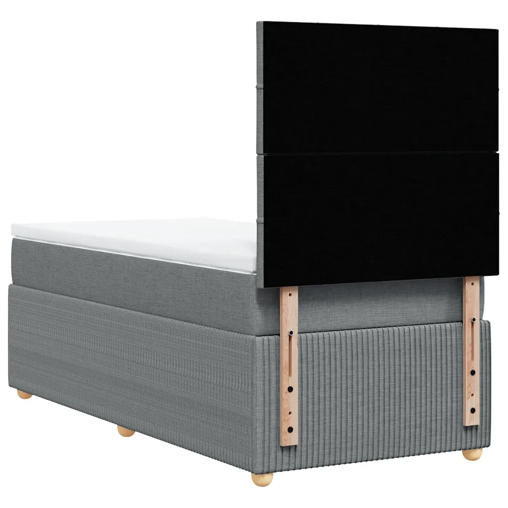 Giroletto a Molle con Materasso Grigio Chiaro100x200 cm Tessuto