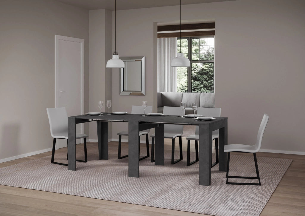 Consolle allungabile 90x25/211 cm Aneya Antracite Spatolato