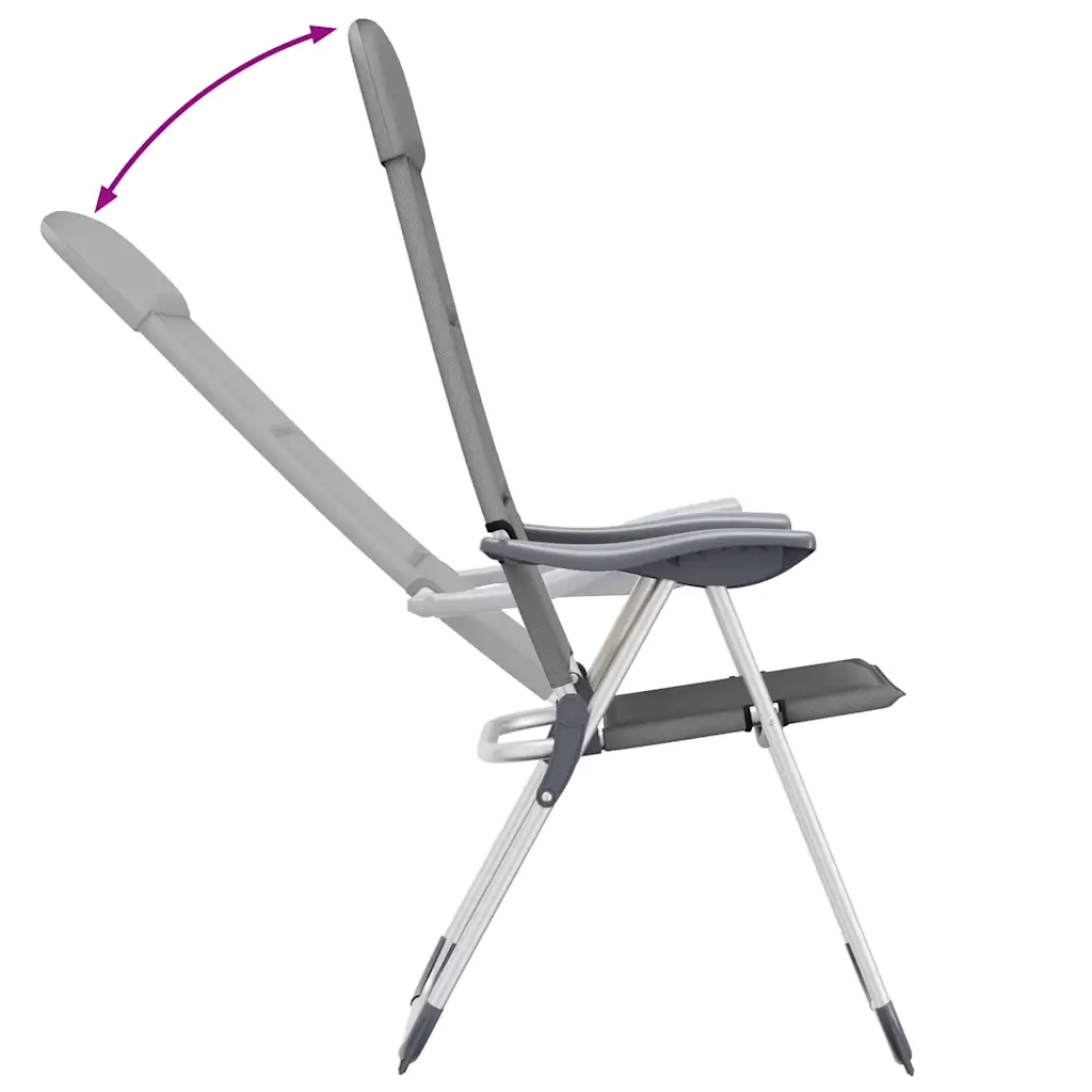 Sedie da Campeggio 2 pz in Alluminio Grigio 58x69x111 cm 44312
