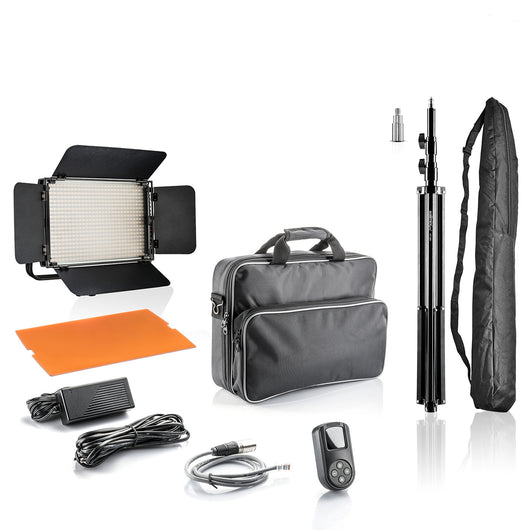 Niova 600 Plus Bi Colour + stativo per lampada WT-806 - Set di luci video LED a luce continua per area 36 Watt 600 LED dimmerabili 3200-5600K CRI 97 DMX + telecomando + stativo per luce