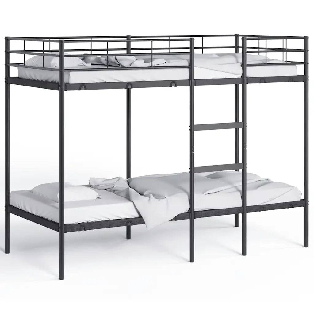 Letto a Castello senza Materasso Nero 90x200 cm in Acciaio 42000322