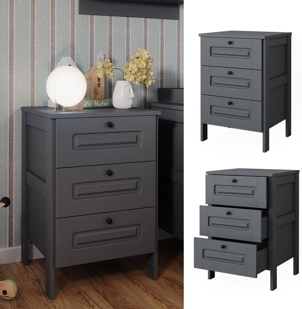 Cassettiera Ajaton, Grigio, 60 x 88.4 cm, adatto per riporre abbigliamento per bambini e giocattoli
