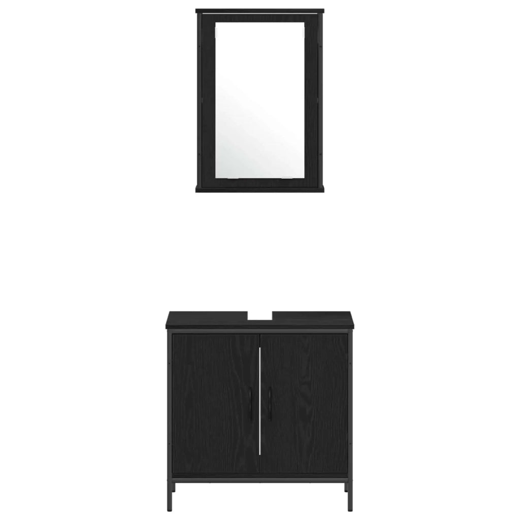 Set di mobili per il bagno 3 pcs Nero Legno multistrato 3334401