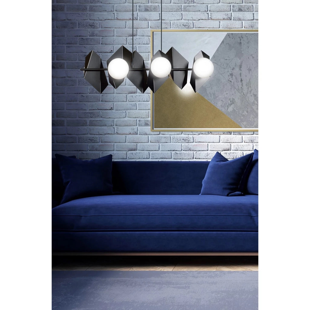 Lampadario Minimal Parvati Acciaio Nero 6 Luci E14 Ip20