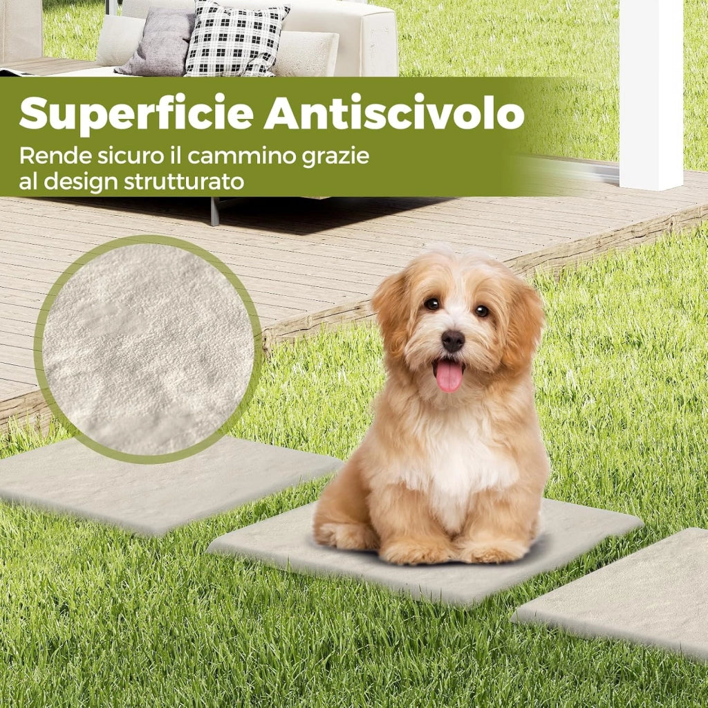 Set di 8 Pietre da Passo con Picchetti da Terra, Passerelle Decorative per Giardino, Pavimentazione Esterna Resistente a Tutte le Condizioni Meteorologiche per Prato e Giardino