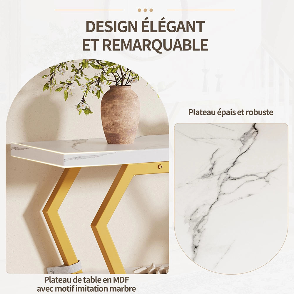 Console da pranzo in legno - Xylo - 120x29.5x80cm - Design effetto marmo