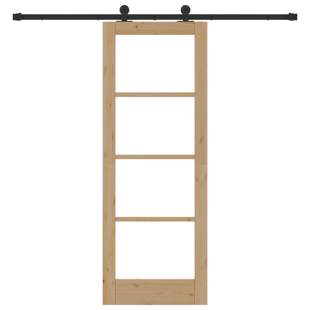 Porta Scorrevole con Set di Ferramenta 'ORKDAL'Legno Solido & Vetro