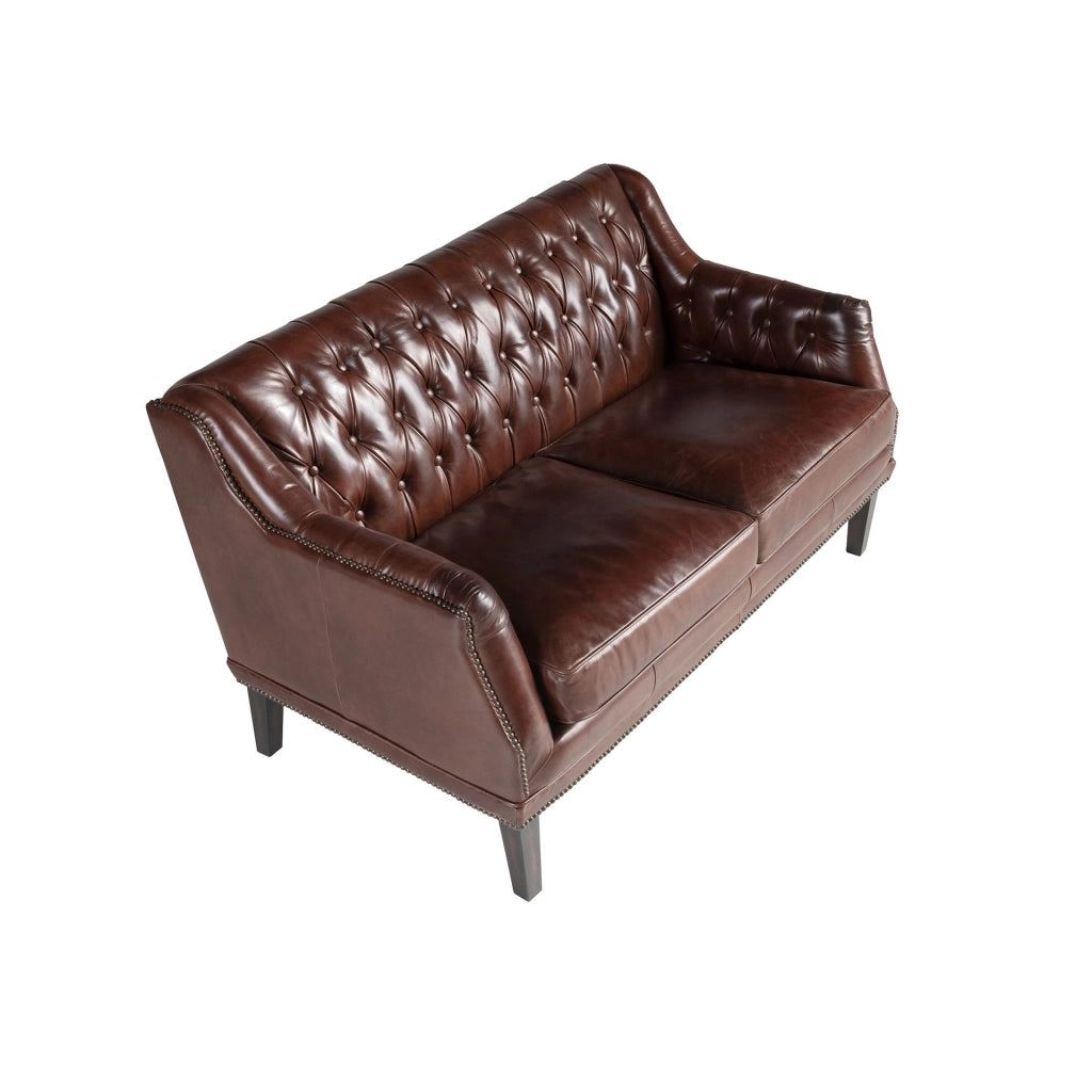 Divano Chester 2 posti in pelle marrone cognac