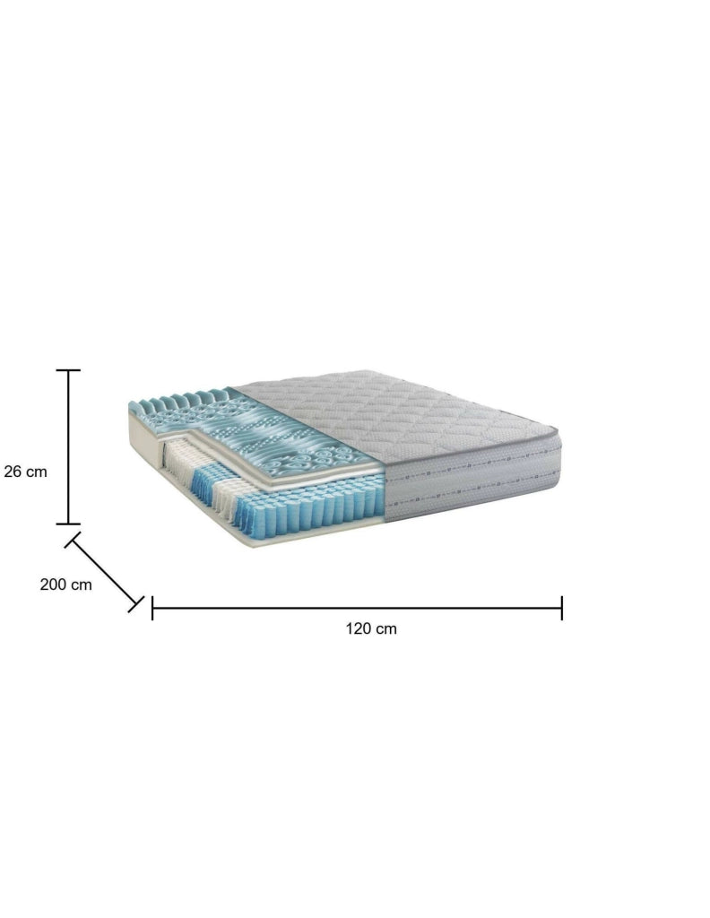 Materasso piazza e mezza Alona, Materasso in Memory Foam e Molle insacchettate, 100% Made in Italy, Antiacaro e Anallergico, cm 120x200 h26