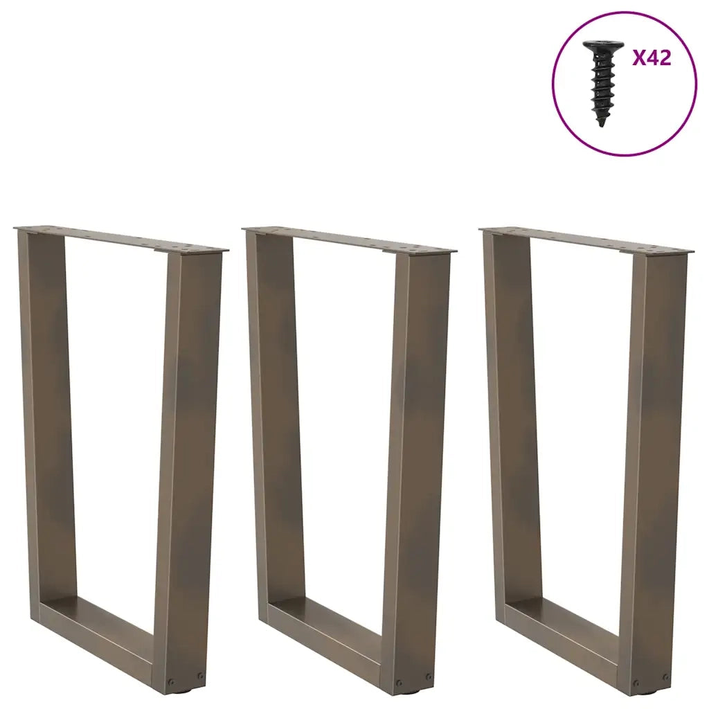 Gambe per tavolo da pranzo a forma di V 3 pz | Piede del tavolo in acciaio naturale 70x(72-73,3) cm