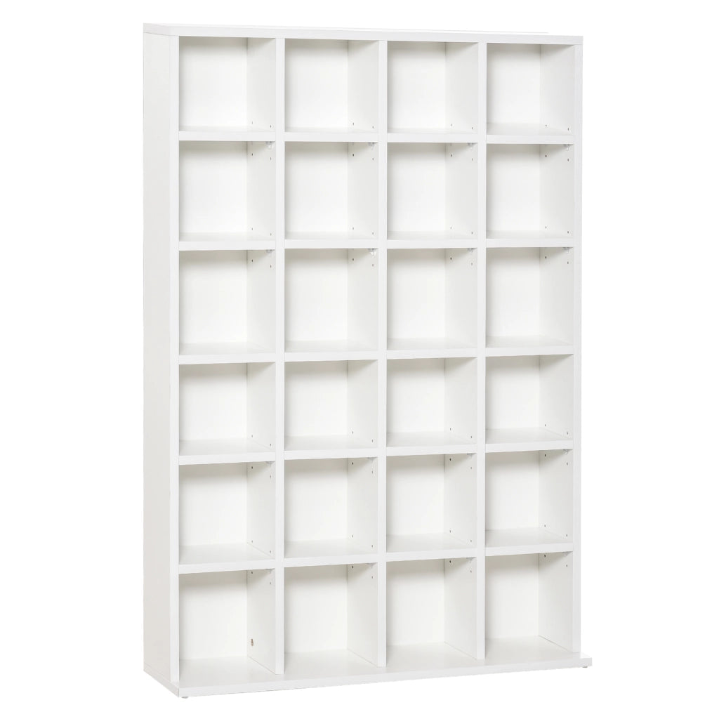 Libreria per CD con 24 Ripiani Altezza Regolabile ¨C zephmum ¨C Bianco Truciolato 130.5x89x20 cm