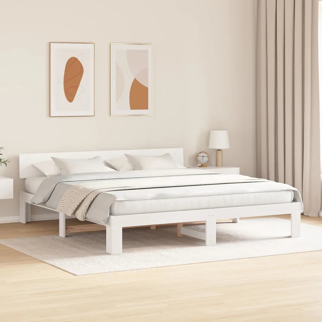 Letto matrimoniale | Letto per adulti | Struttura del letto Bianco 200 x 200 cm Pino massello