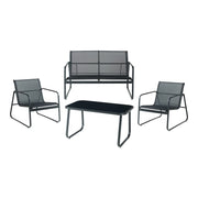 Set di mobili da giardino in acciaio nero da 4 pezzi 03_0009421