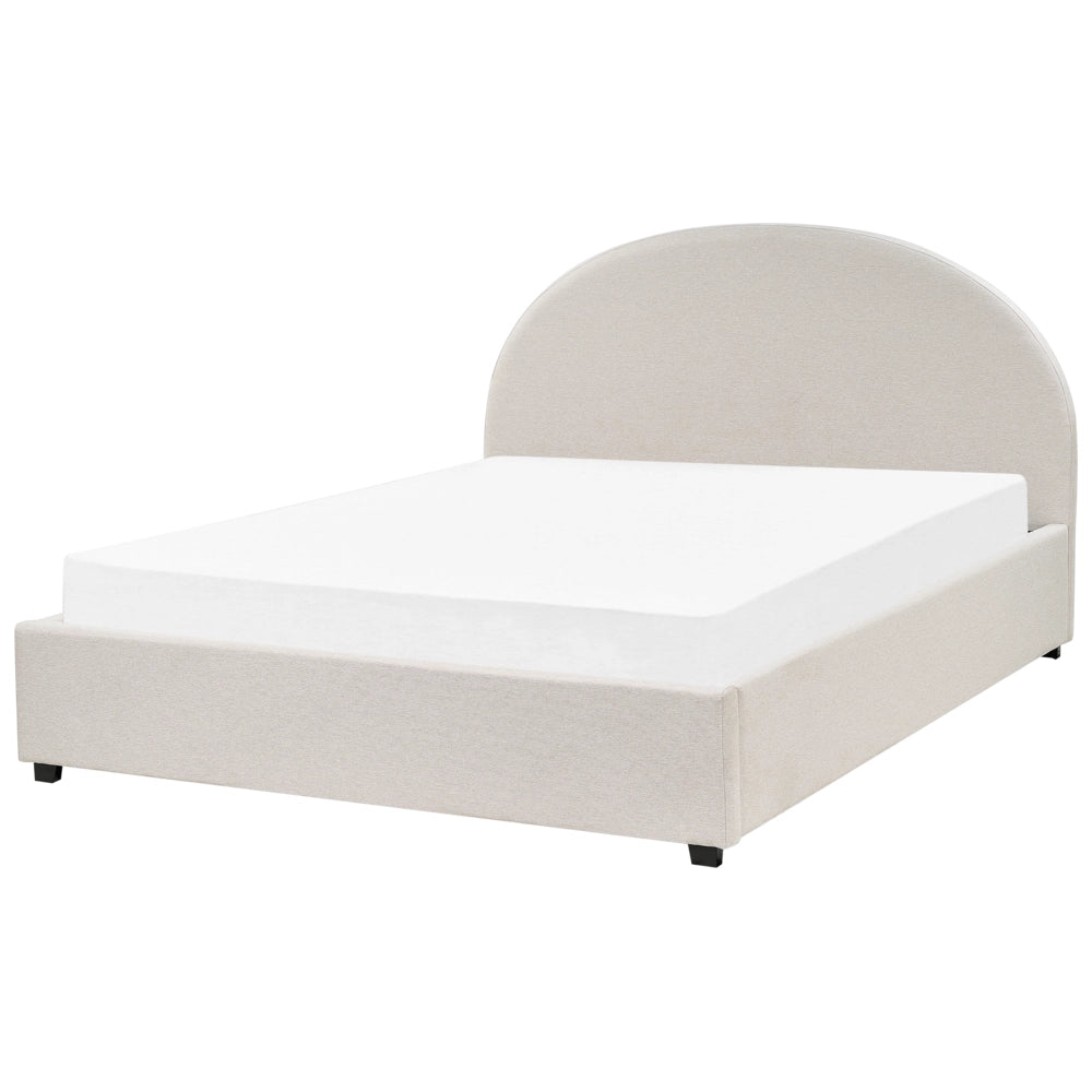 Letto matrimoniale contenitore minimalista beige chiaro 160 x 200 cm stile retrò minimalista