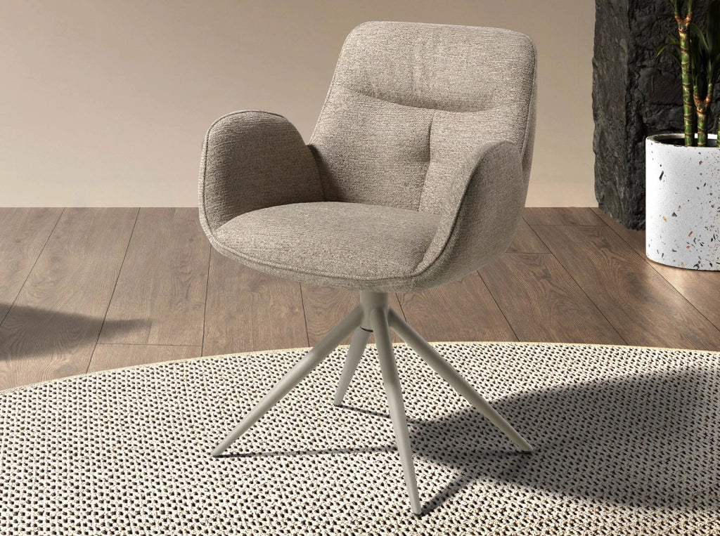 Sedia girevole in tessuto beige