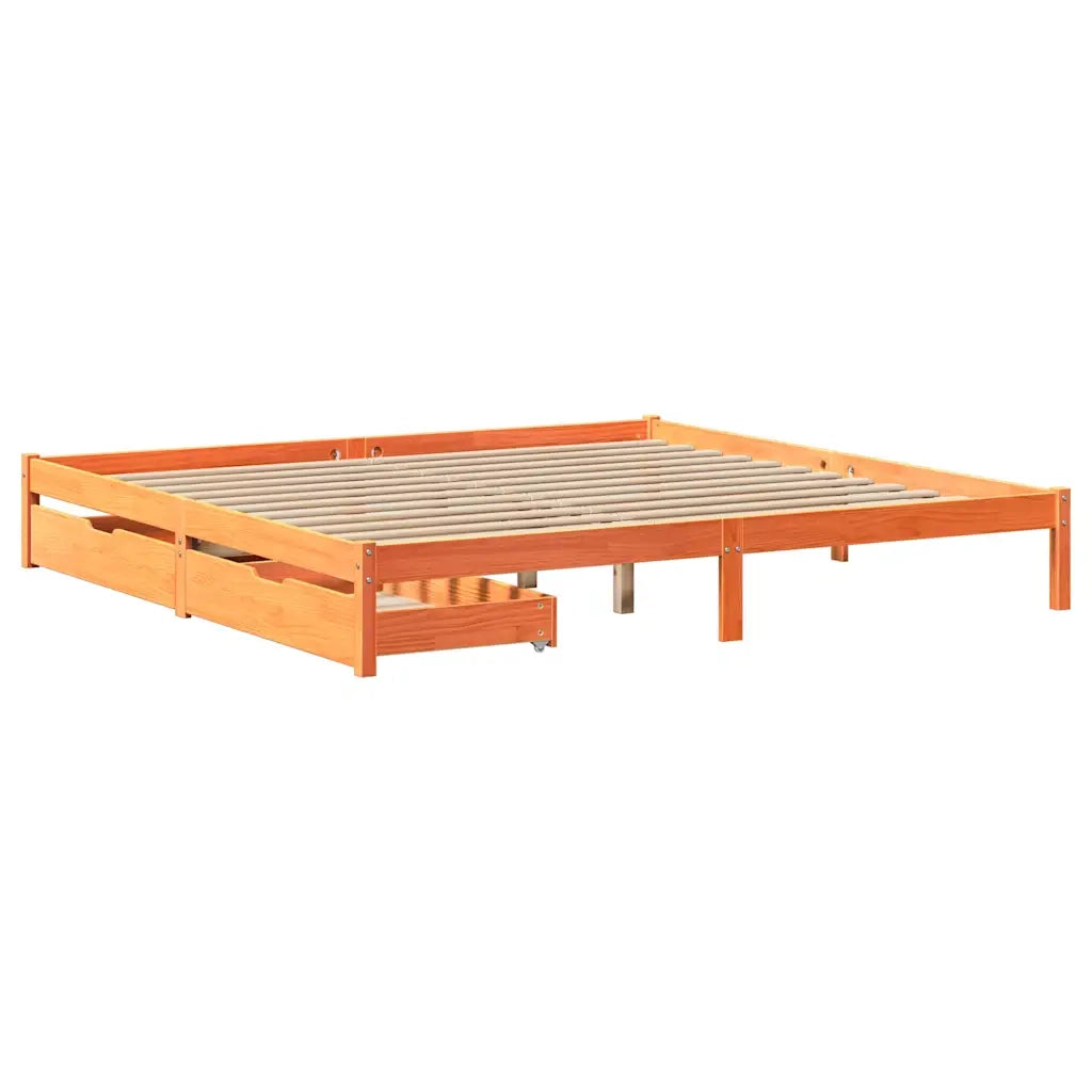 Letto senza Materasso Marrone Cera 180x200 cm in Legno di Pino