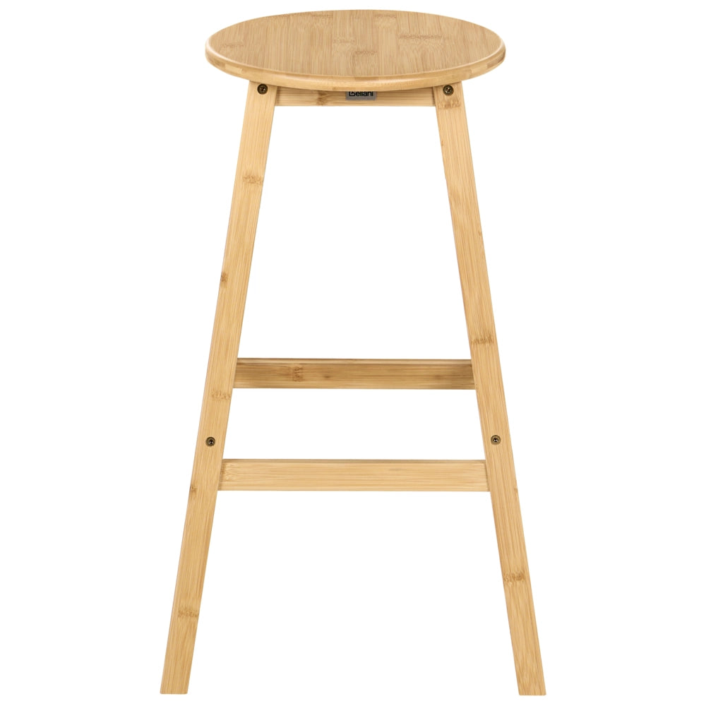 Set di 2 sgabelli da bar in legno di bambù marrone chiaro stile classico per cucina e sala da pranzo