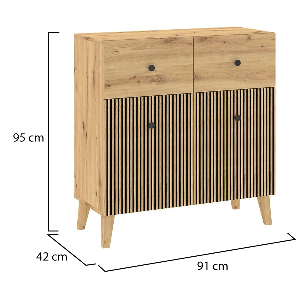 Madia Lenema, Credenza 2 Ripiani, 91x42x95h cm Marrone Rovere