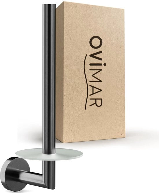 Otturatore per wc con contenitore per 2 rolli in acciaio inox e vetro