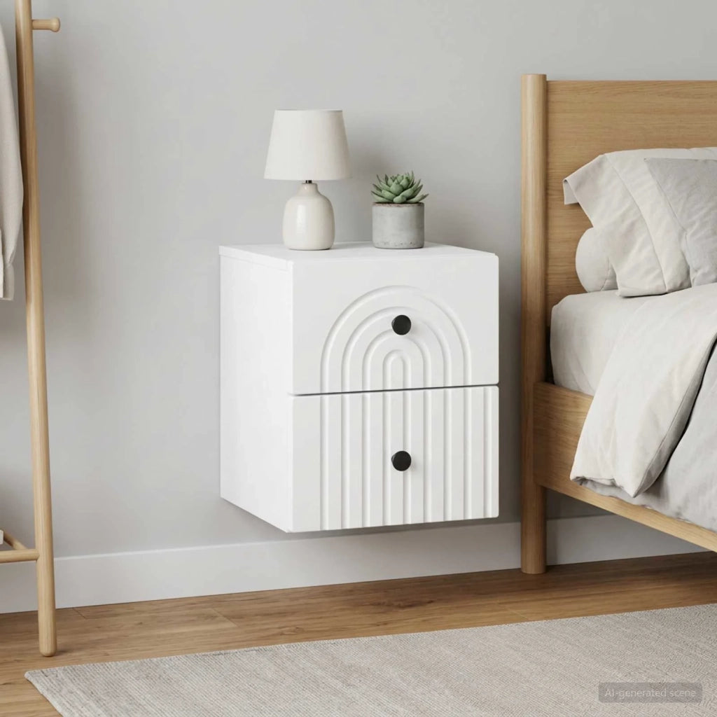 Mobiletto da notte a muro 2 pcs Bianco 33 x 34,5 x 40 cm 898126