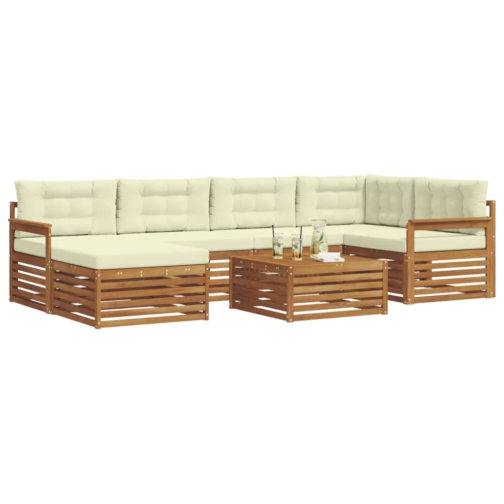 Set di divani da esterno con cuscino 7 pcs Naturale e Crema