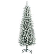 Albero di Natale 182.88cm con 479 Rami Innevati, Design Alto e Stretto con Base Pieghevole, Verde