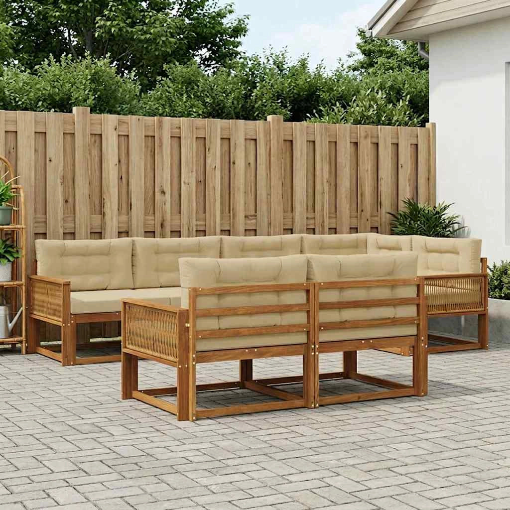 Set di divani da esterno 8 pz Naturale e Beige 3382651