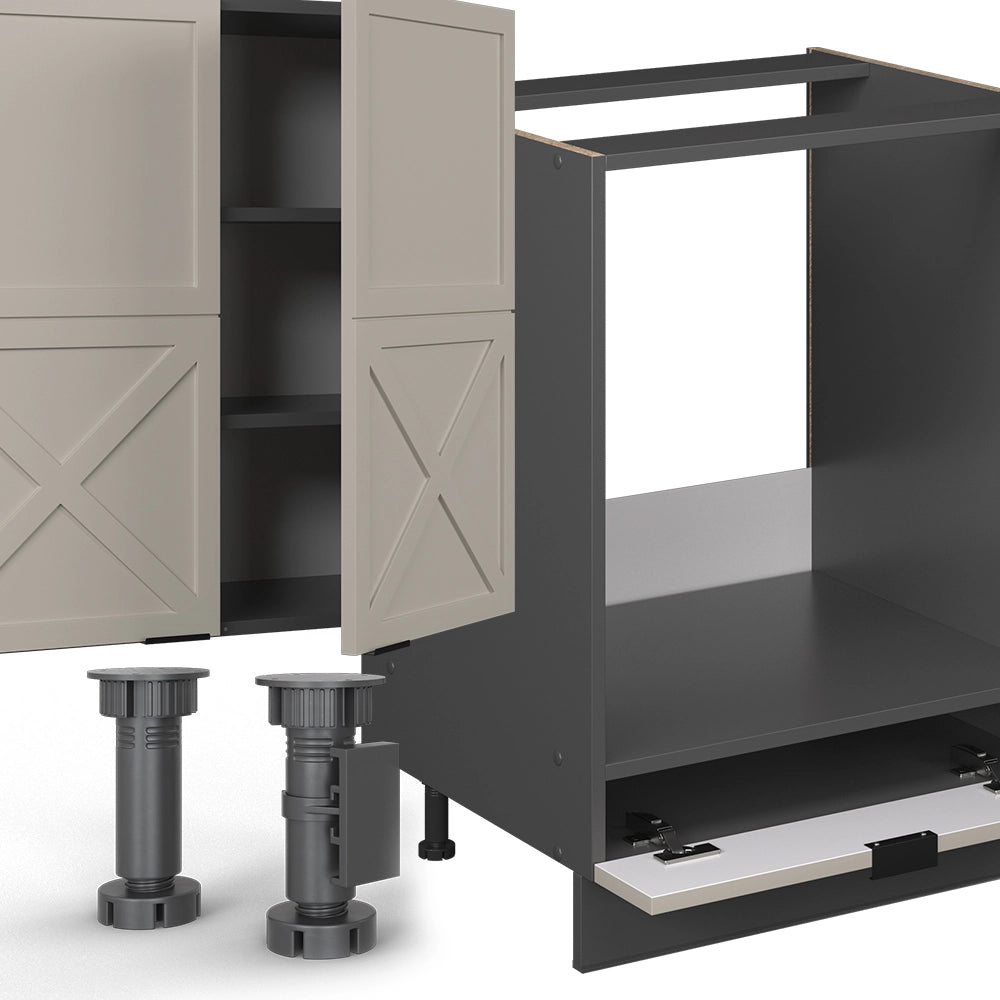 Cucina angolare completa Fame-Line GrigioBeige/Antracite 347 x 60 cm, PL Marmo Vicco