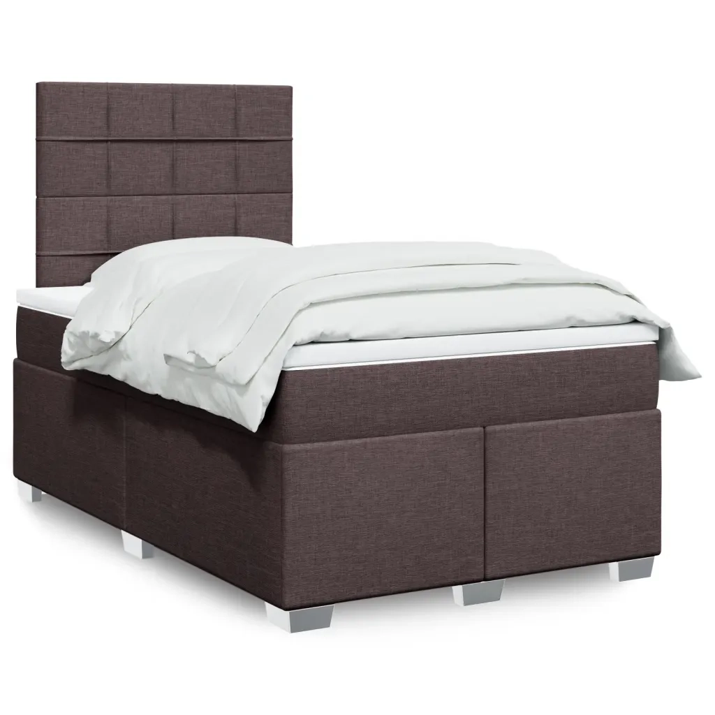 vidaXL Giroletto a Molle con Materasso Marrone Scuro 120x200cm Tessuto