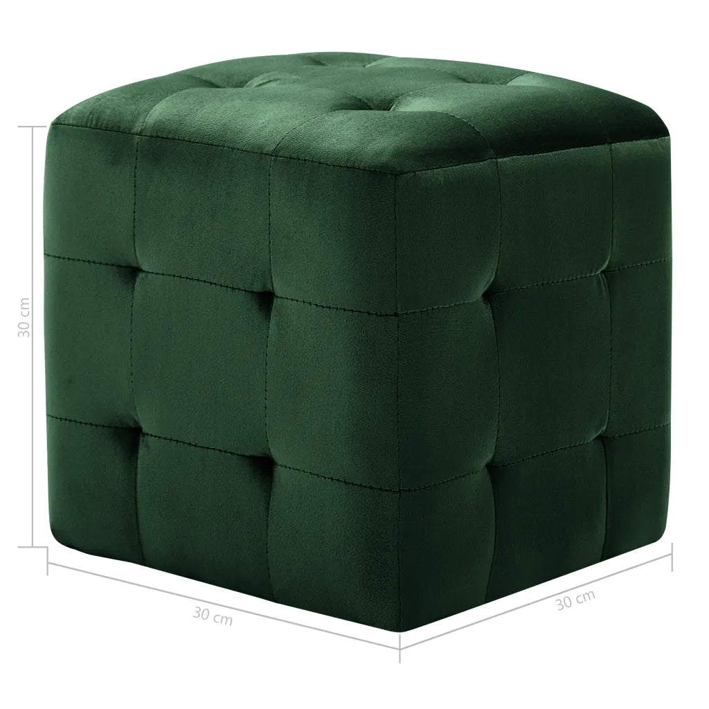Comodini 2 pz-Set di 2 Tavolino da notte Verde 30x30x30 cm in Tessuto Vellutato