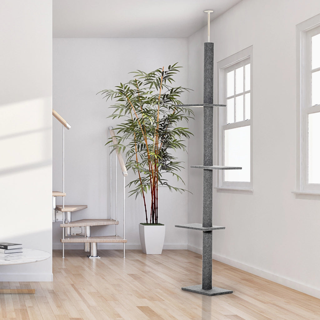 Albero tiragraffi per gatti con piattaforme ¨C Zephmum ¨C Grigio 228-260 cm