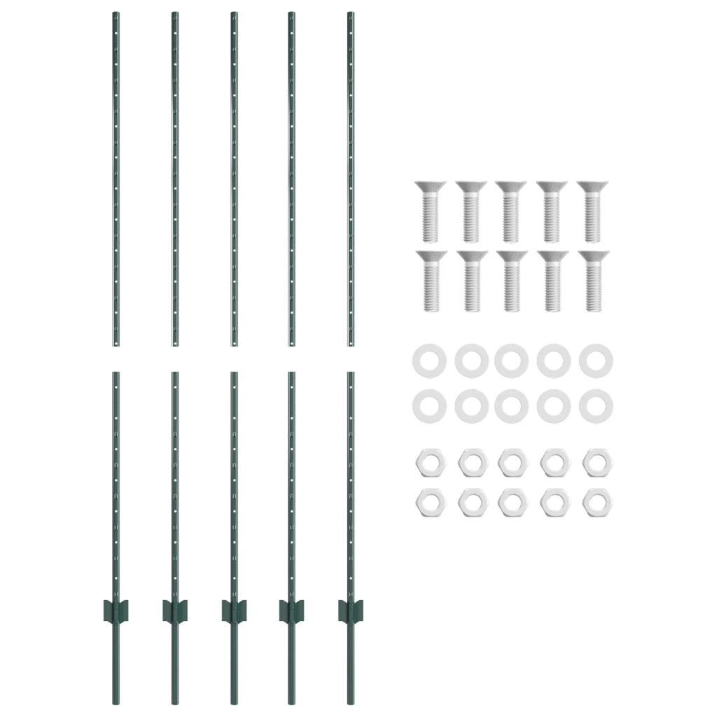 Pali 5 pcs Canale U Verde 160 cm Acciaio