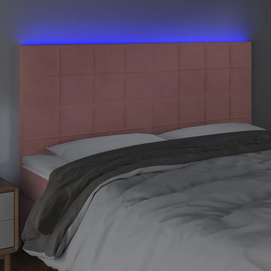 Testiera a LED-Testata con LED rosa 200x5x118/128 cm in Velluto 908377