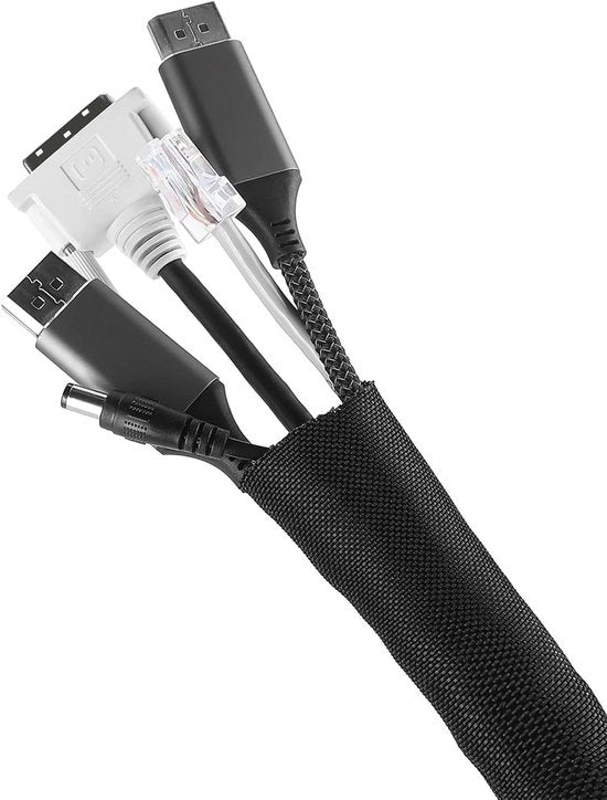 Cable Management Sleeve - Cavo Flexibile Organizzatore - Flessibile per Nascere Cavi - Per Computer TV - Nero . Organizzatore di Cavi