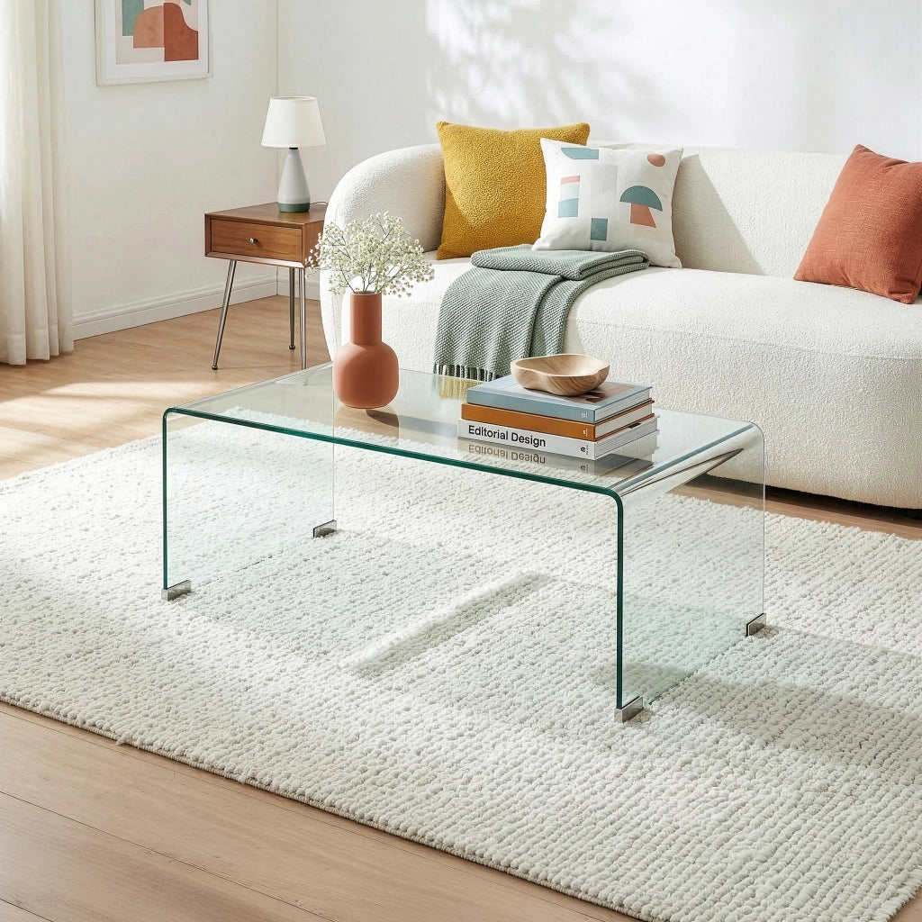 Tavolino da Caffè Väsas in Vetro 90 x 45 x 35 cm - Trasparente [en.casa]