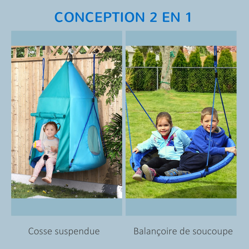 Altalena Nido d'Uccello con Tenda ¨C Zephmum ¨C Blu ?100cm 120-180cm
