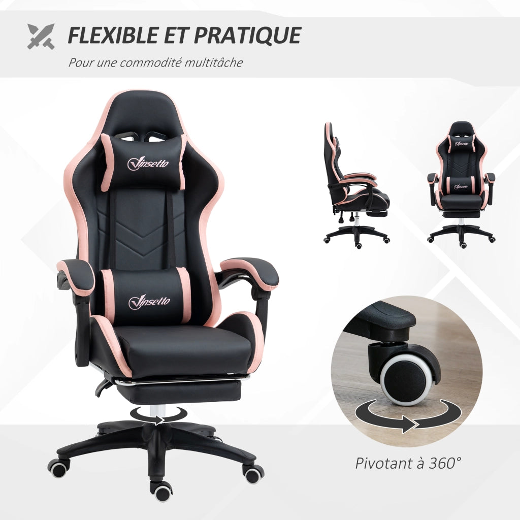 Poltrona da gaming ergonomica ¨C zephmum ¨C rosa 65x65x121-129 cm