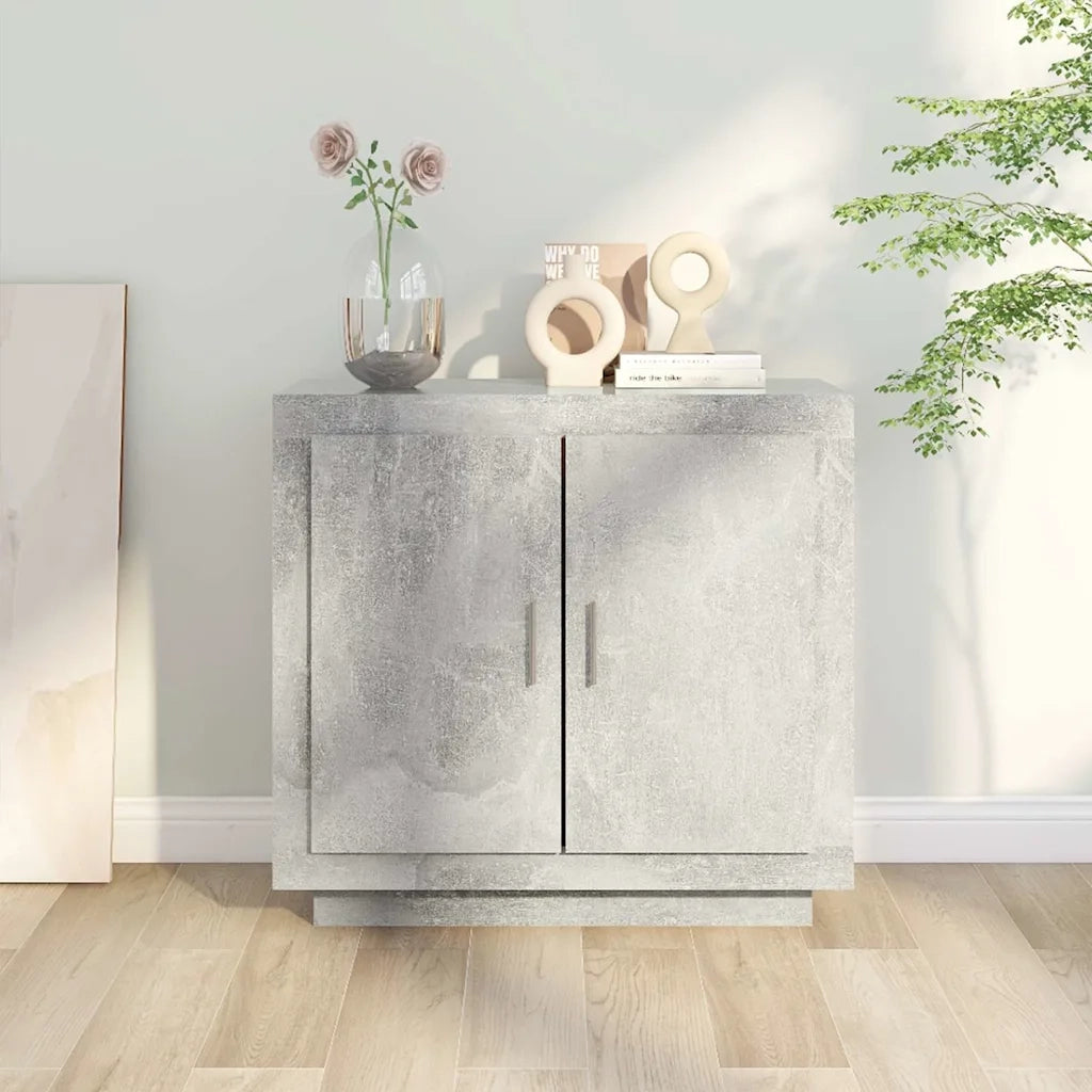 Credenza | Madia | Buffet da pranzo | Armadio da pranzo Grigio Cemento 80x40x75 cm in Legno Compensato
