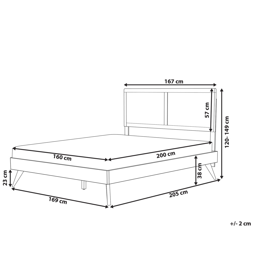 Letto 160 x 200 cm in frassino scuro con rete a doghe e testiera alta