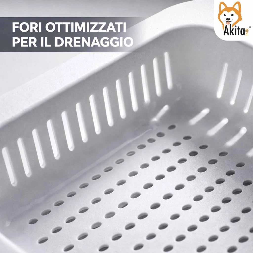 Akitaink Cesto Telescopico Lavello Scolapiatti Bianco