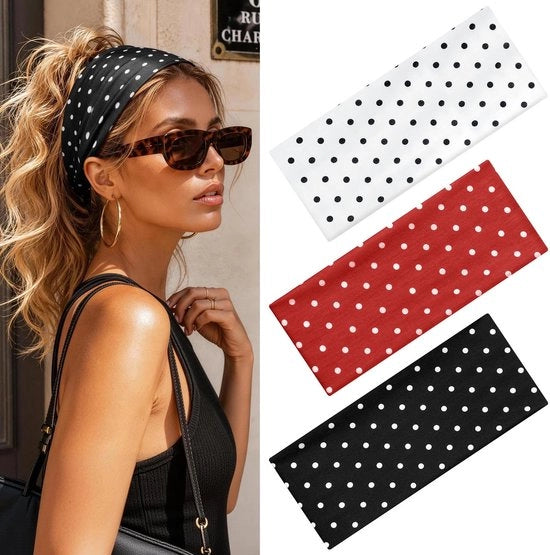 Fascia per capelli da sport - 3 pezzi - respirabile - antiscivolo - elastica - forma perfetta - 23 cm x 10 cm