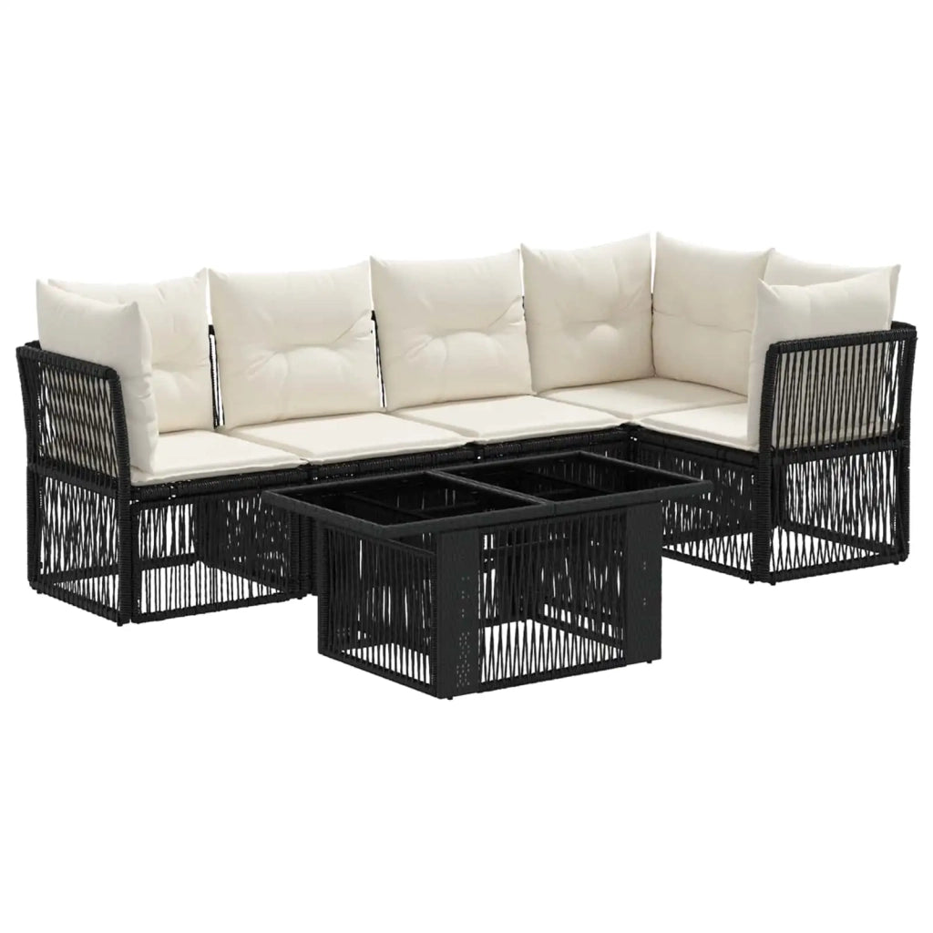 Set Divano da Giardino 6 pz Nero polyrattan 3436465