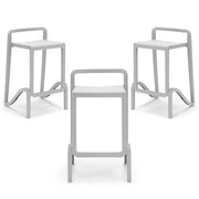 Set 3 sgabelli in polipropilene EOLO altezza seduta 75cm, impilabile, idrorepellente, resistente ai raggi UV, design moderno e innovativo, ideale per la cucina, la veranda o giardino colore Bianco