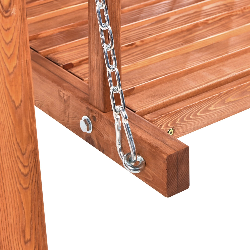 Dondolo da giardino marrone in legno di larice per patio in stile rustico indipendente